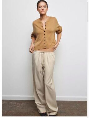 Zara WOMAN-striped wide pants. S